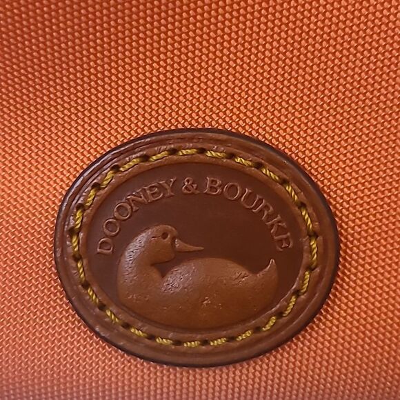 Dooney & Bourke Nylon Double Zip Coral Orange Crossbody Bag Leather Details - Picture 15 of 16